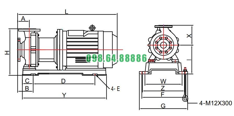 Bơm li tâm dẫn động từ lòng bơm được lót nhựa QB65-50-130