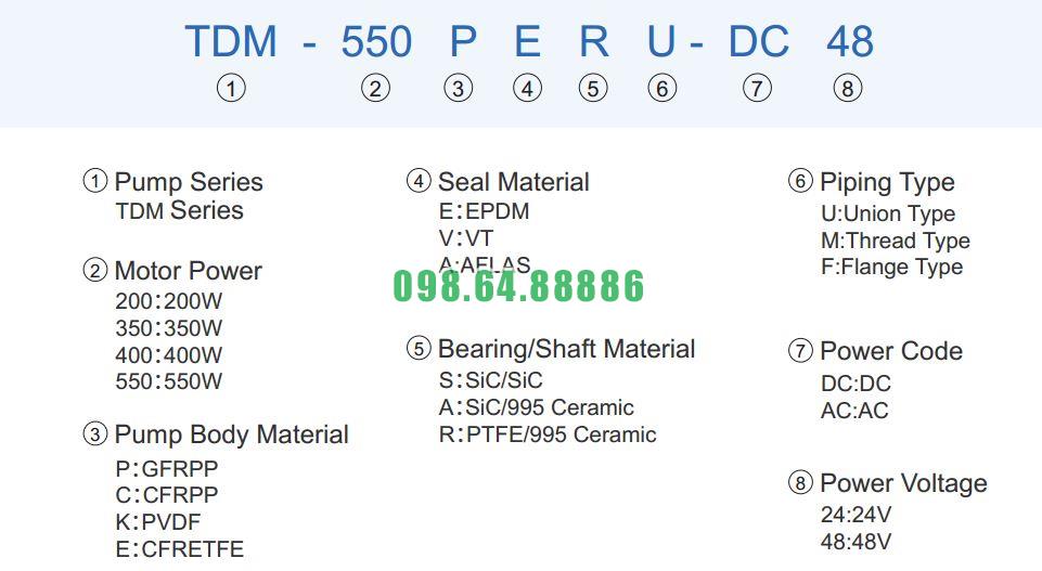 Bơm dẫn động từ TDM-400ERU-DC48 điện áp 24v và 48v tốc độ quay 2400 vòng/phút